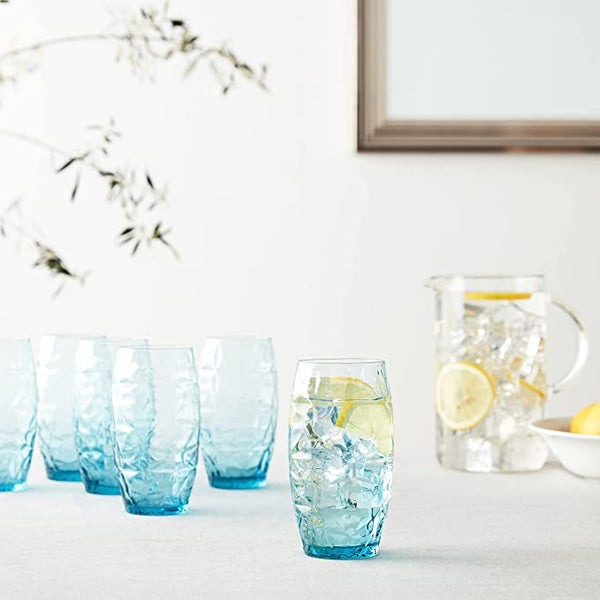 Bormioli Rocco Oriente Cooler Glass, Set of 6, 6 Count (Pack of 1), Cool Blue