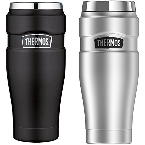 Thermos Stainless King 16-Ounce Travel Tumbler, 2-Pack, Silver/Matte Black