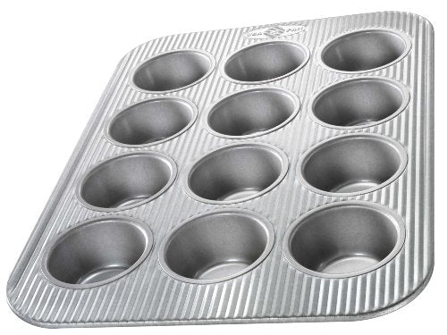 USA Pan Bakeware Cupcake and Muffin Pan, Nonstick Quick Release Coating, 12-Well, Aluminized Steel