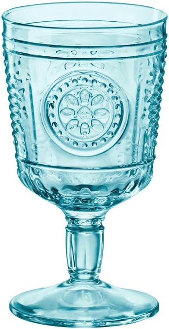 Bormioli Rocco Romantic Stemware Glass, Set of 4, 10.75 oz, Light Blue
