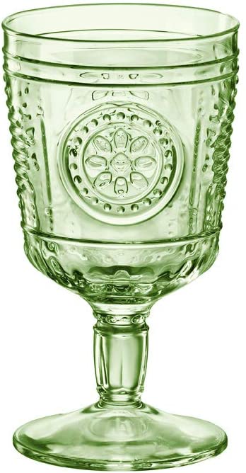 Bormioli Rocco Romantic Stemware Glass, Set of 4, 10.75 oz, Pastel Green