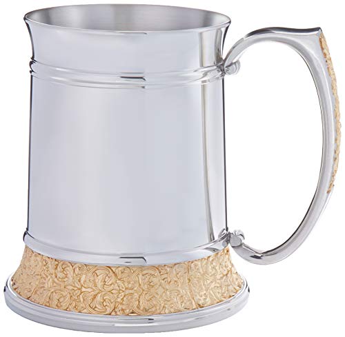 Royal Selangor Hand Finished Classic Expressions Collection Pewter Tankard (L) with 24K Gold Plating Gift