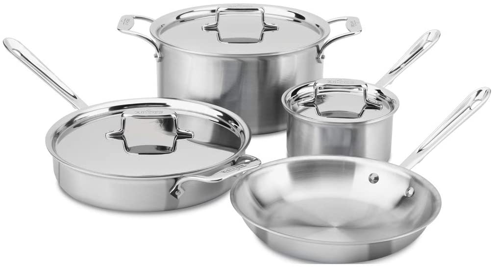 All-Clad  D5 Brushed 18/10 Stainless Steel 5-Ply Bonded  Cookware Set, 7-Piece