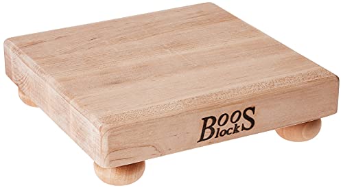 John Boos Block B9S Square Maple Wood Edge Grain Cutting Board with Feet, 9 Inches Square, 1.5 Inches Thick
