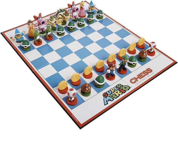 CHESS SUPER MARIO Chess Set | 32 Custom Scuplt Chesspiece Including Iconic Nintendo Characters Like Mario, Luigi, Peach, Toad, Bowser | Themed Chess Game from Nintendo Mario Video Games