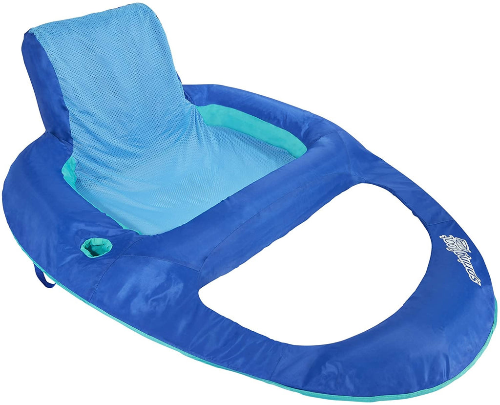 SwimWays Spring Float XL Recliner Pool Lounge Chair with Hyper-Flate Valve, Blue