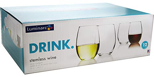 Luminarc Cachet 15 Ounce Stemless Wine Glass Party Pack, Set of 12