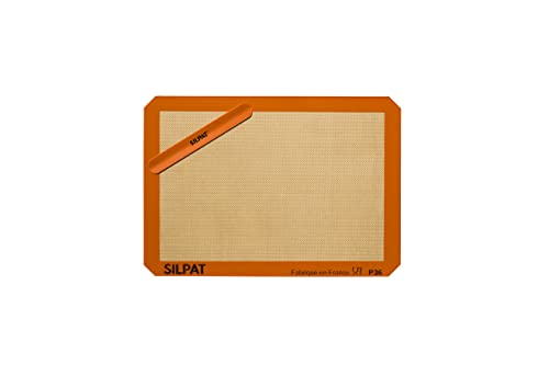 Silpat Silicone Baking Mat with Storage Band, Half Sheet Size, 11-5/8" x 16-1/2", Orange, (AE420295-40)