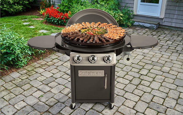 30-In. Diameter Deluxe Outdoor Griddle Cooking Center with 2 Folding Prep Tables and 1 Paper Towel Holder