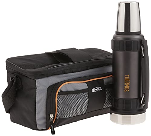 Thermos Lunch Lugger Cooler and Beverage Bottle Combination Set, Gray