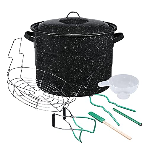 Granite Ware 8-Piece Canner Kit, Includes Enamel on Steel 21.5-Quart Water Bath Canner with lid, Jar Rack & 5-Piece Canning Tool Set
