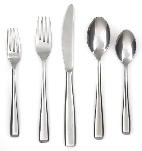 Cambridge Silversmiths Rachel Mirror 20-Piece Flatware Silverware Set, Stainless Steel, Service for 4, Includes Forks/Spoons/Knives